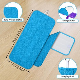 URAQT Reusable Mop Refill Pads for Flash Power mop, 6 PCS Mop Pads Microfibre Wet Dry Cleaning Mop Pad Machine Washable Up, for Wet Dry Floor Cleaning Tiles Hardwood Laminate Floor
