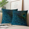 Suike Glittery Aqua Peacock Feather Fancy Hidden Zipper Home Sofa
