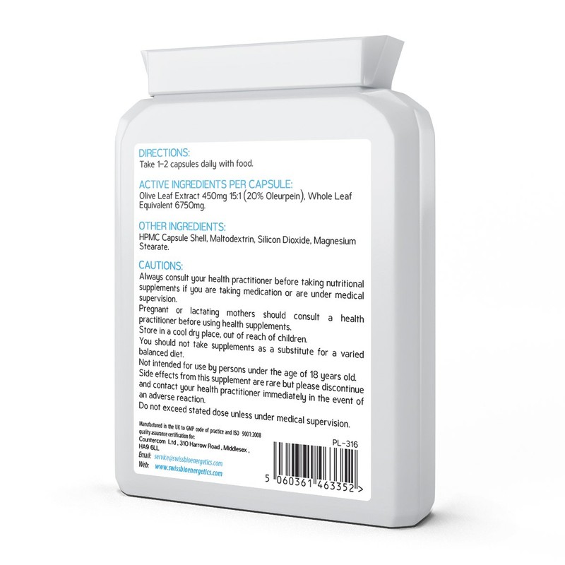 Olive Leaf Extract 6750mg Whole Leaf Equivalent - 60 Capsules