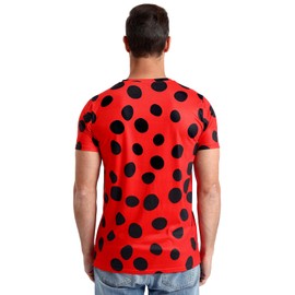 Funny World Mens Ladybug Shirt Red Black Polka Dots Print Lady Bug Costumes T-Shirt for Adults, Large, Red