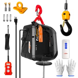 FITHOIST 1100LBS Electric Hoist Winch 3-in-1 | 1500W Portable Manual, Wired & Wireless Remote Control | 16ft/min Vertical & Horizontal Lift | Overload Protection for Towing and Lifting