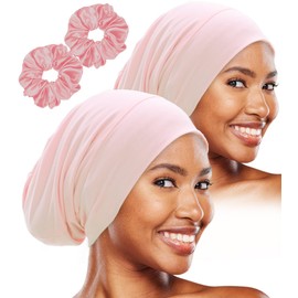 Sleep Cap Bonnet for Sleeping Black Women, Adjustable Cooling Ice Silk Lined Bonnet for Curly Braids Hair Cover Beanie Hat