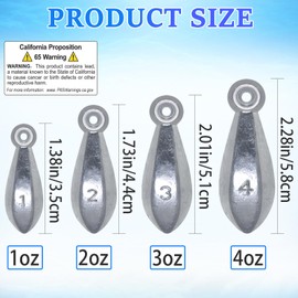 Fishing Weights Sinkers Bullet Fishing Weights Sinkers Ocean Saltwater Surf Fishing Gear Fishing Assortment 1/2oz 3/4oz 1oz 2oz 3oz 4oz (4oz-5pcs)