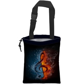 KXWQTRDD Car Trash Bag Music Note in Fire and Water Leak-Proof Waterproof Car Garbage Bag with Drawstring Foldable Canvas Trash Bin with Adjustable Buckle for Car Accessories, Travelling, Camping