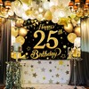 25th Happy Birthday Black Wall Banner,Glitter