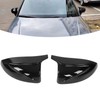 Pair Horned Rearview Side Door Mirror Covers Glossy Black Replacement
