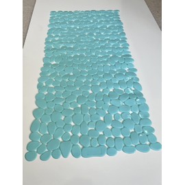 TIKE SMART “Pebbles” Non-Slip Bathtub/Shower Mat 27.5”x14” Rectangular, Non-Toxic, Safe, Clean, Machine-Washable, Superior Grip & Drainage, Vinyl, for Smooth Floors ONLY, Transparent Brown