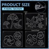 BENECREAT 4Pcs Acrylic Sashiko Stencil, Rectangle Flower and Leaf Pattern