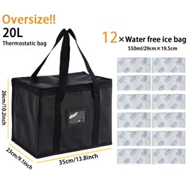Yitla 20L Cool Bag,Large Insulated Cooler Bags with 12pcs Ice Bag,Easy to Carry Capacity Lunch Bag Picnic Bag for Camping Beach Family Activitives