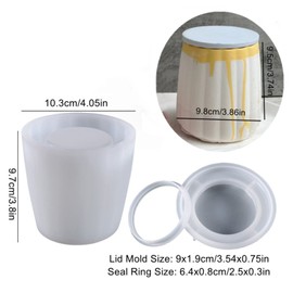 Round Stripe Vase Flower Pot Silicone Mold with Cover Mold Succulent Planter Concrete Mold Candle Jar Pen Holder Plaster Epoxy Resin Cement Clay Mould