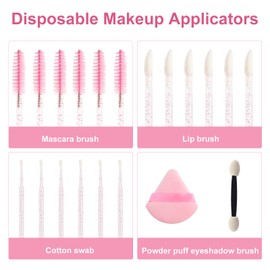 myaokue-up Kit de Aplicadores de Maquillaje Desechables de 206 Piezas: Pinceles para Rímel, Aplicadores de Labios, Micropinceles, Esponjas de Sombra de Ojos de Doble Cara, Borlas Triangulares con Orga
