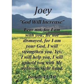 Joey  "God Will Increase" Keepsake Name Meaning Card Bible Verse