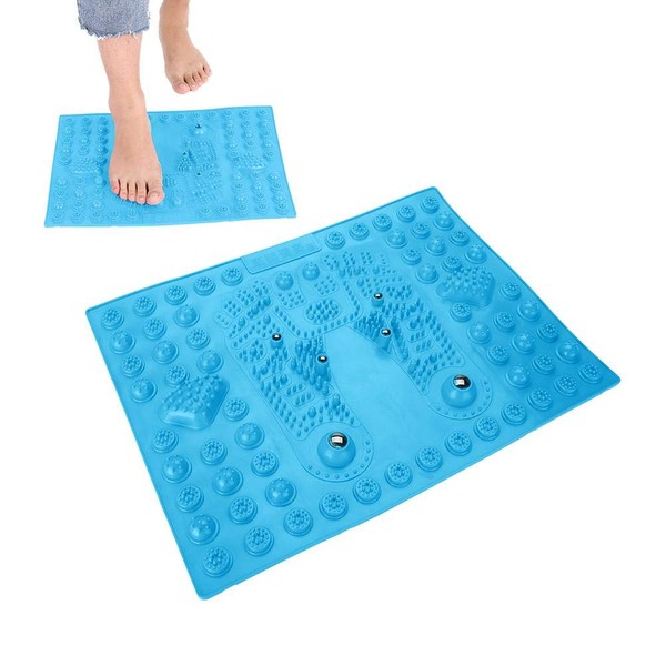 Feet Massage Pad Acupressure Shiatsu Reflexology Feet Massage Mat with Magnet for Relaxing Pressure and Foot Leg Pain Suitable for Men and Women Health Care Tool (blue)