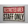 Tin Sign Nostalgia Profession Staff Only