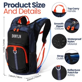 Shinylin Kids Hydration Backpack with 1.5l Water Bladder Hiking Pack Lightweight Water Backpack for Kids Children Camp Cycling(Black)
