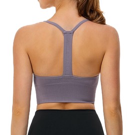 Dress Cici Purple High Impact Longline Sports Bra, U-Neck & Y-Back Wireless Sports Bra for Women Asia Size M
