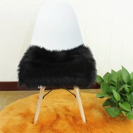 champracer Faux Fur Rug Chair Cushion Small Square Seat Cover Fluffy Cushion Carpet Mat Soft Fluffy Living Room Bedroom Sofa Photography Chair Seat Cushion (Black, 40 x 40 cm)