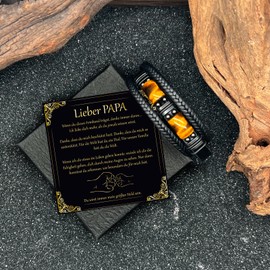 LEAFIA Tiger's Eye Leather Bracelet Men's Bracelet with Engraving I Love You, Christmas Gifts, Gift for Him Wedding Anniversary, Men for Valentine's Day, Birthdays, Husband