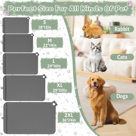 Dog Food Mat, Silicone Dog Mat for Food and Water -Pet Feeding Mats with Residue Collection Pocket, Waterproof Dog Cat Bowl Mats with Raised Edges and Hooks, Placemats for Cats and Dogs Water Bowl