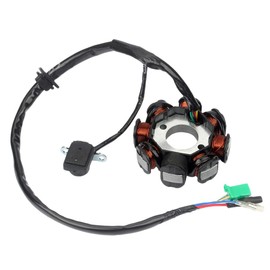 Riloer 8x Coil Stator for 4-Stroke Scooter and Moped GY6 50 cc - 150 ccm, Black