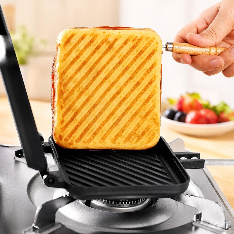 Sandwich Maker Panini Press Stovetop Double-Sided Home Camping