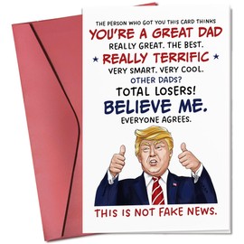 Pawzity Funny Fathers Day Card - Funny Cards for Dad from Daughter, Son, Kids - Happy Fathers Day, Birthday Cards for Dad, Daddy, Papa - Single 5.3''x 8'' Folded Greeting Card with Red Envelope