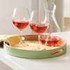 HABITAAS Spun Bamboo Round Serving Tray, Sage, 13.75 Inches