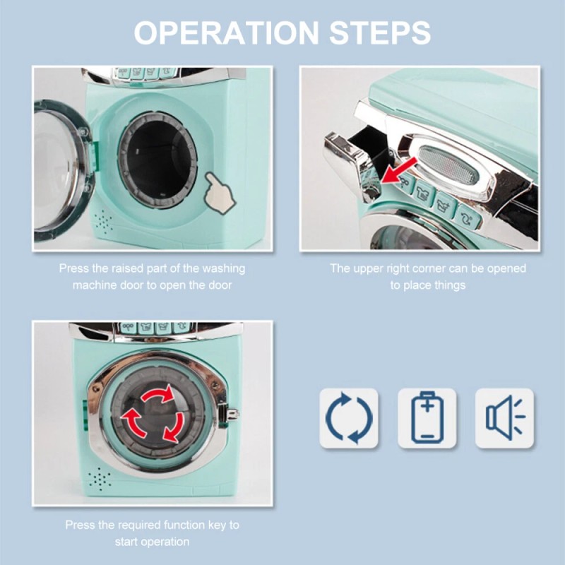 None Simulated Washing Machine Toy Kids Washer Dryer Playset Washer