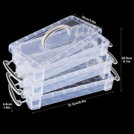 POHOVE 2 x 3 Tier Clear Plastic Storage Box with Lid,Stackable Transparent Stationery Box,Pen Drawing Tools Container with Snap-Tight Lid, Office Supplies.