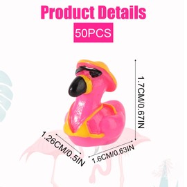 Lyreh Pack of 50 Mini Flamingo Resin Ducks, Summer Swimming Rings Bikinis Sunglasses Surfboards Flamingo Miniature Small Animals Resin for Dollhouse Garden Landscape Decoration Crafts (Style 5)