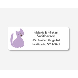 60ct - Cat Return Address Labels/Stickers (#566-WH)