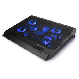 ENHANCE Gaming Laptop Cooling Pad Stand with LED Cooler Fans , Adjustable Height , & Dual USB Port for 17 inch Laptops - 5 Ultra Quiet High Performance Fans 2630 RPM & Built-In Bumpers - Blue