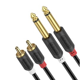J&D RCA to 6.3 mm Jack Cable 7.7 m, Gold-Plated 2 x Male RCA to 2 x Large Jack Mono Audio Cable for AV Receiver, Amplifier, HiFi Stereo Audio System, Home Cinema System, Speaker