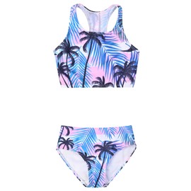 Perfashion - Traje de baño de dos piezas para niñas, traje de baño tipo tankini, Coconut Tree K04, 4-5T