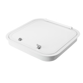 Leisure Coachworks RV Baggage Door 16" Wide X 16" High with Rounded Corners and Thumblocks for RV's- Compartment Access Storage Doors with Top Hinge- Camper Trailer Motor Home- White