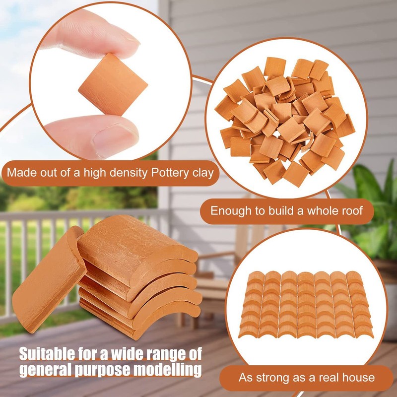 Dasing 200 Pieces Roof Tile Model Building Kit Red Miniature