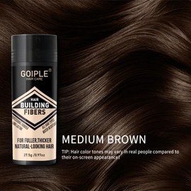 Hair Thickening Fiber Set and Pump Applicator Professional Hairdressing Kit for Hair and Beard - Hair Fibres Hair Thickening Powder for Men (Medium Brown)