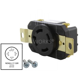 AC WORKS Flush Mount Industrial Locking Grade Receptacle (NEMA L17-30R)