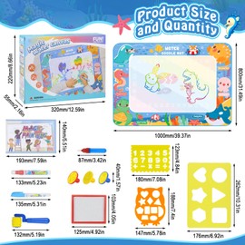 Water Doodle Mat, 80 x 100 cm, Magic Doodle Mat, Aqua Magic Doodle Painting Mat, Reusable Drawing Painting Mat, for Toddlers, Boys, Girls, Educational Toy Gift