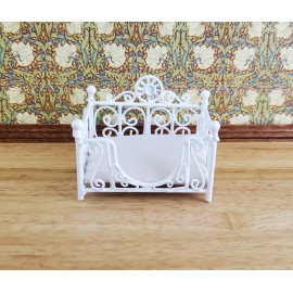 Town Square Miniatures Dollhouse Miniature Pet Bed Cat or Small Dog with Mattress 1:12 Scale White Wire