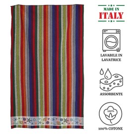 Casatessile Large Terry Cotton Beach Towel, Multi-Colour Stripes, 100 x 170 cm, Made in Italy