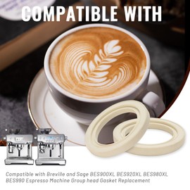 DIBTSA Silicone Steam Ring 58mm Set of 2 Compatible with Breville and Sage BES900XL BES920XL BES980XL BES990 Espresso Machine Group head Gasket Replacement