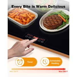 WARMOUNTS Electric Warming Tray (24''×16''), Adjustable Temperature, 10s Full Surface Heating, Smart Scheduling + Timer, Intelligent Digital Display, Food Warmer for Parties, Buffet, Home Use