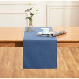 Winotic Vintage Blue Table Runner 36 Inches Long, Cotton Linen Farmhouse Style Seasonal Dresser Scarf for Kitchen Dining Coffee Table Parties Wedding Home Decor (13” x 36”, Vintage Blue)