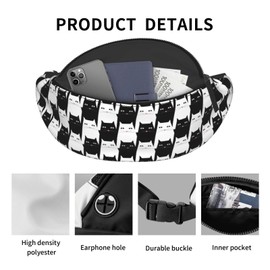 Cat Fanny Pack Waist Bag Adjustable Belt Bag For Men Women Traveling Hiking Cycling Running