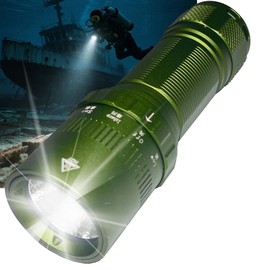 Amkulop Dive Light Scuba Diving Flashlight, Super Bright Waterproof Torch, 5 Modes Underwater Lights, Scuba & Snorkeling Safety Dive Lights for Night Diving