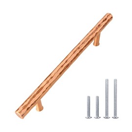 Akicon 5 Inch Hole Center Hammered Copper Kitchen Cabinet Handle 100% Solid Brass Drawer Pull(5-Pack)