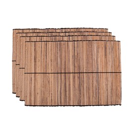 KAZI Essentials Farmhouse Rectangular Woven Placemats - Set of 4, Natural Banana Bark Placemats, Eco-Friendly Handmade by African Artisans (18" Long, Natural Banana Bark)
