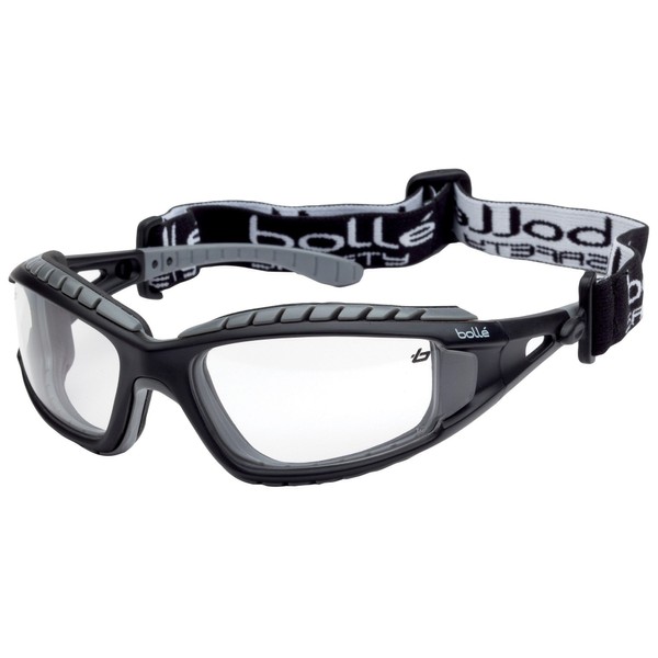 Bollé Safety 40085, Tracker Safety Glasses anti-scratch/anti-fog, black frame, Clear Lenses