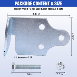 Trailer Wooden Sides Brackets Latch Rack Stake Body Gates Corner - Practical Wooden Bracket Panel Door Latch - with Screws 4 Sets (8 Pcs)